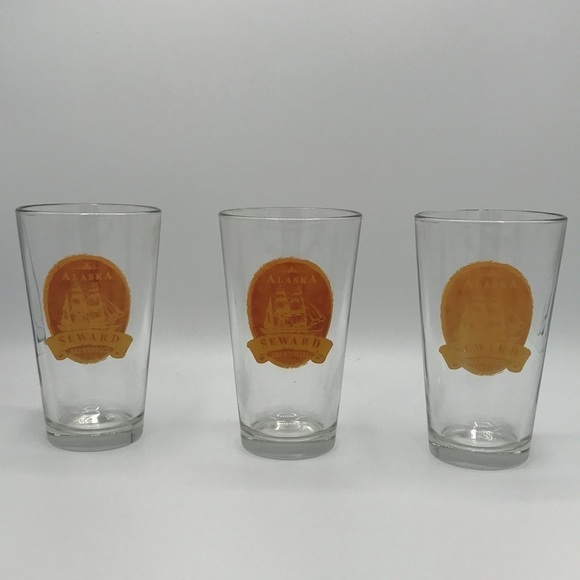 ALASKA SEWARD BREWING COMPANY SET OF THREE GLASSES - Picture 1 of 5